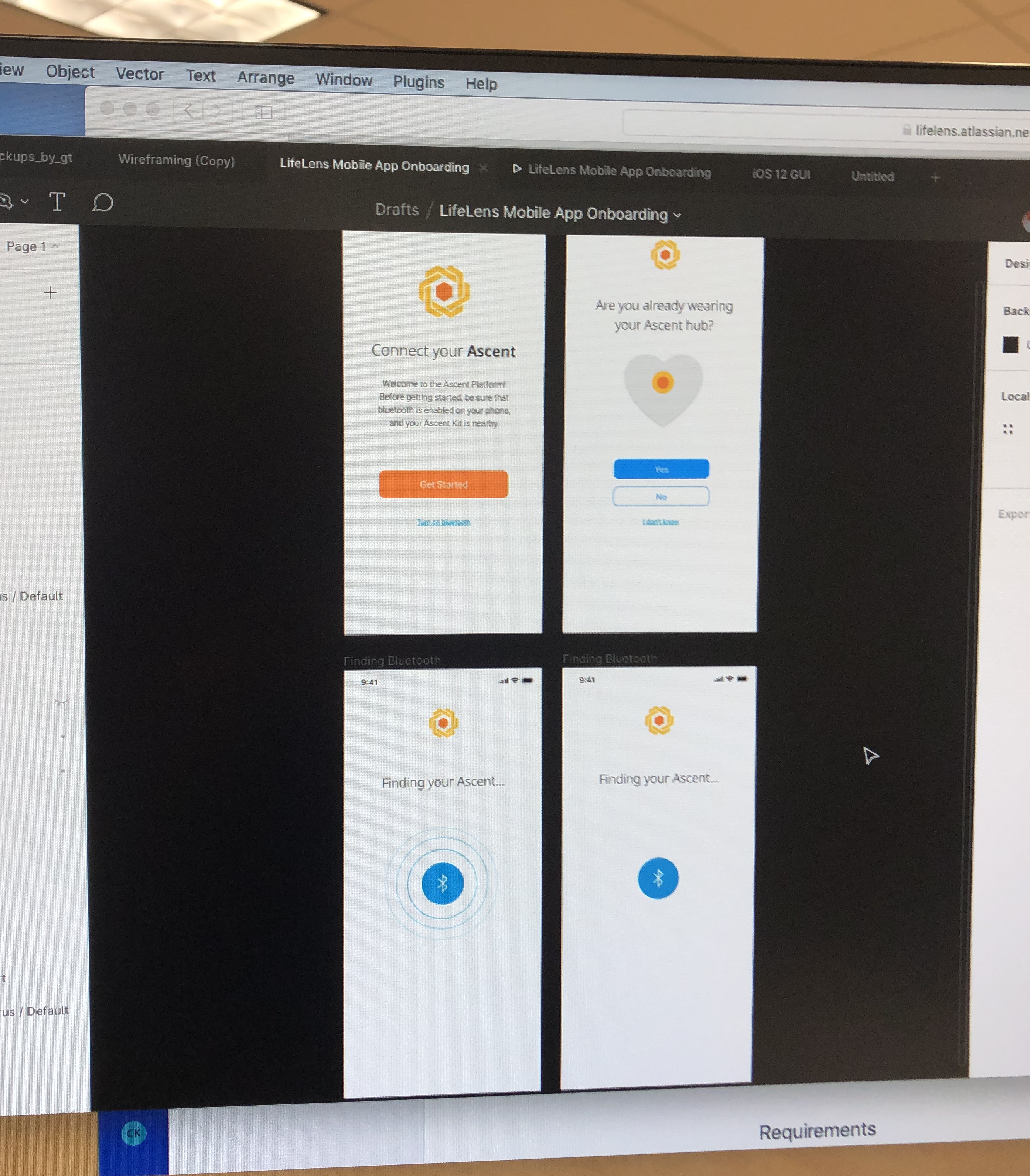 LifeLens onboarding in Sketch